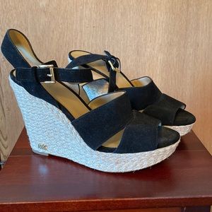 Michael Kors black wedge sandals, size 9.5